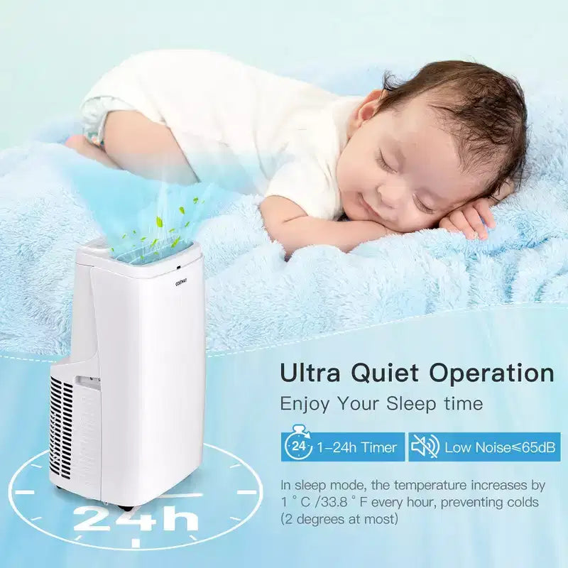 Costway 6350 BTU (9000BTU ASHRAE) Aire Acondicionado Portátil 3 en 1 Ventilador Enfriador Deshumidificador con Control Remoto