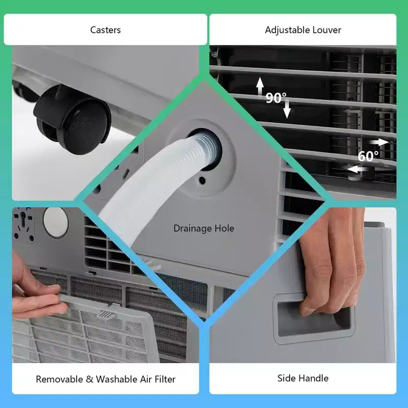 Costway Aire acondicionado portátil de 6000 BTU (10000 BTU ASHRAE) con control remoto, Enfriador de aire 3 en 1 con secado