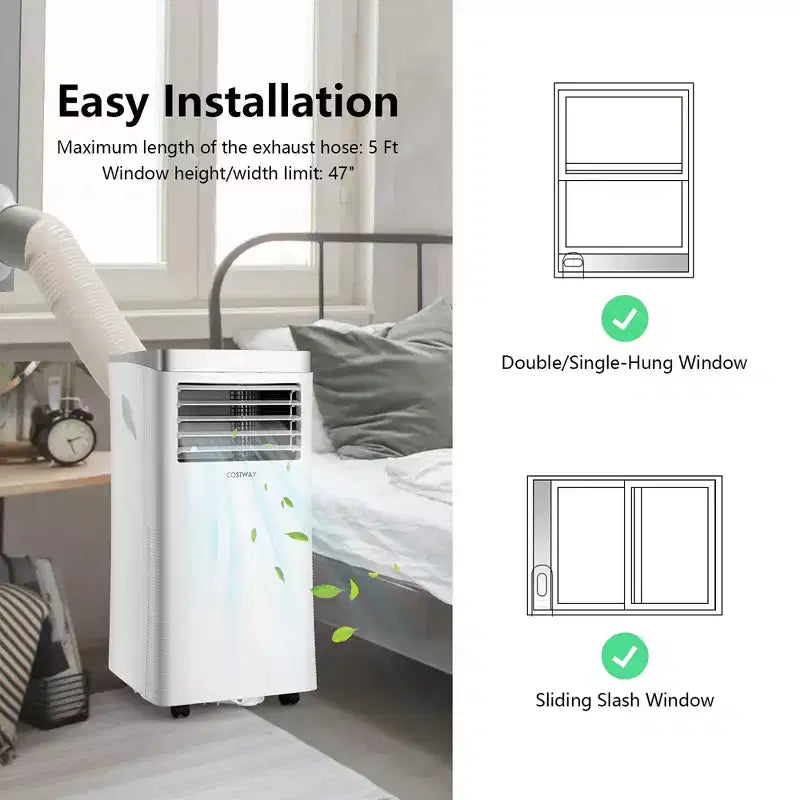 Costway Aire Acondicionado Portátil 3 en 1, 8000 BTU/10000 BTU ASHRAE con Control Remoto