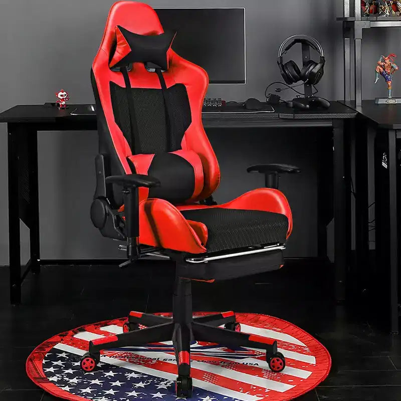Sillón de masaje Costway, silla reclinable para videojuegos, silla de carreras con soporte lumbar de masaje y reposapiés