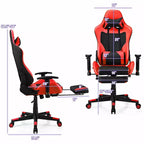 Sillón de masaje Costway, silla reclinable para videojuegos, silla de carreras con soporte lumbar de masaje y reposapiés