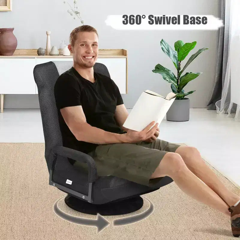 Silla de juego giratoria de 360 grados Costway con respaldo plegable y ajustable