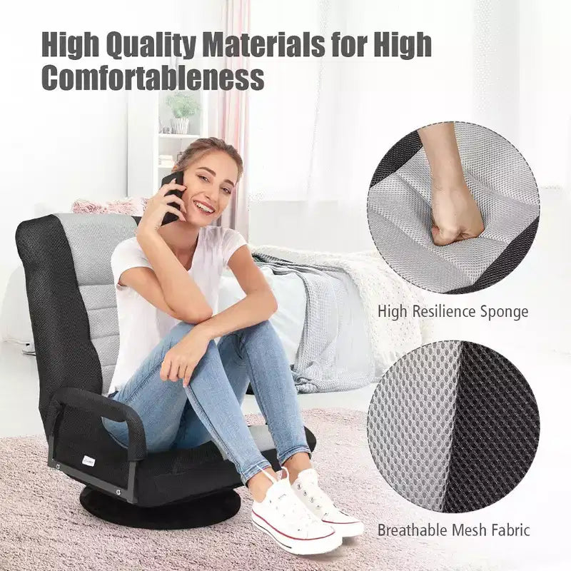 Silla de juego giratoria de 360 grados Costway con respaldo plegable y ajustable