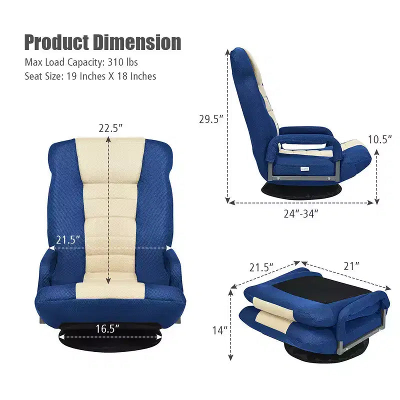 Silla de juego giratoria de 360 grados Costway con respaldo plegable y ajustable
