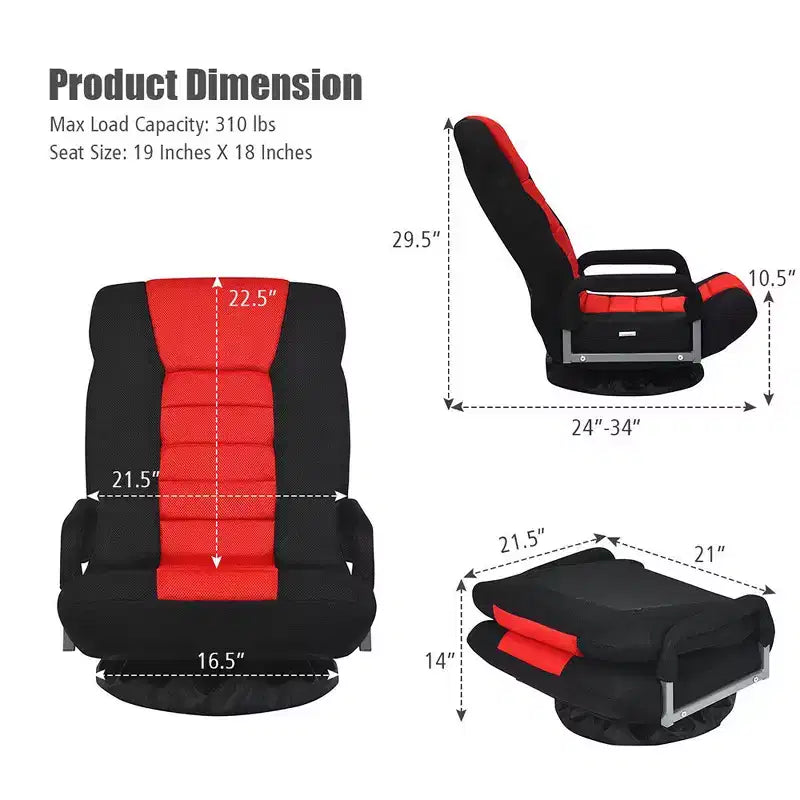 Silla de juego giratoria de 360 grados Costway con respaldo plegable y ajustable