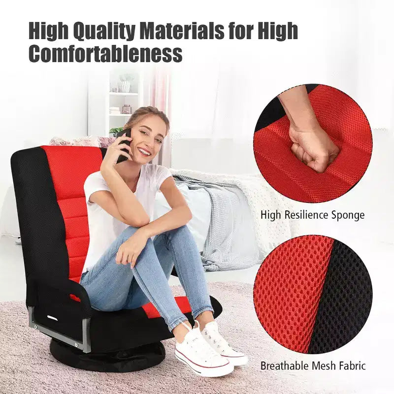 Silla de juego giratoria de 360 grados Costway con respaldo plegable y ajustable