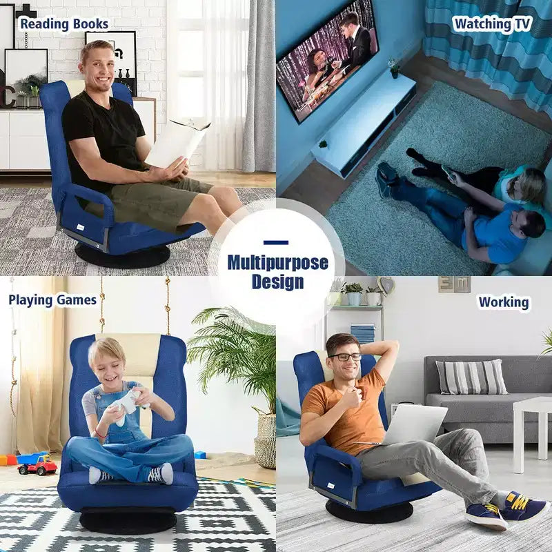 Silla de juego giratoria de 360 grados Costway con respaldo plegable y ajustable