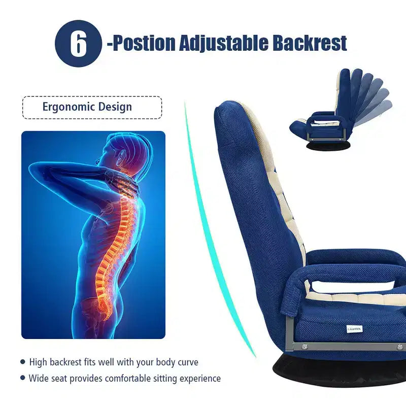 Silla de juego giratoria de 360 grados Costway con respaldo plegable y ajustable