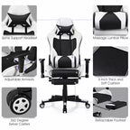 Sillón de masaje y silla de oficina reclinable Costway con reposapiés, color blanco