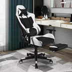 Sillón de masaje y silla de oficina reclinable Costway con reposapiés, color blanco