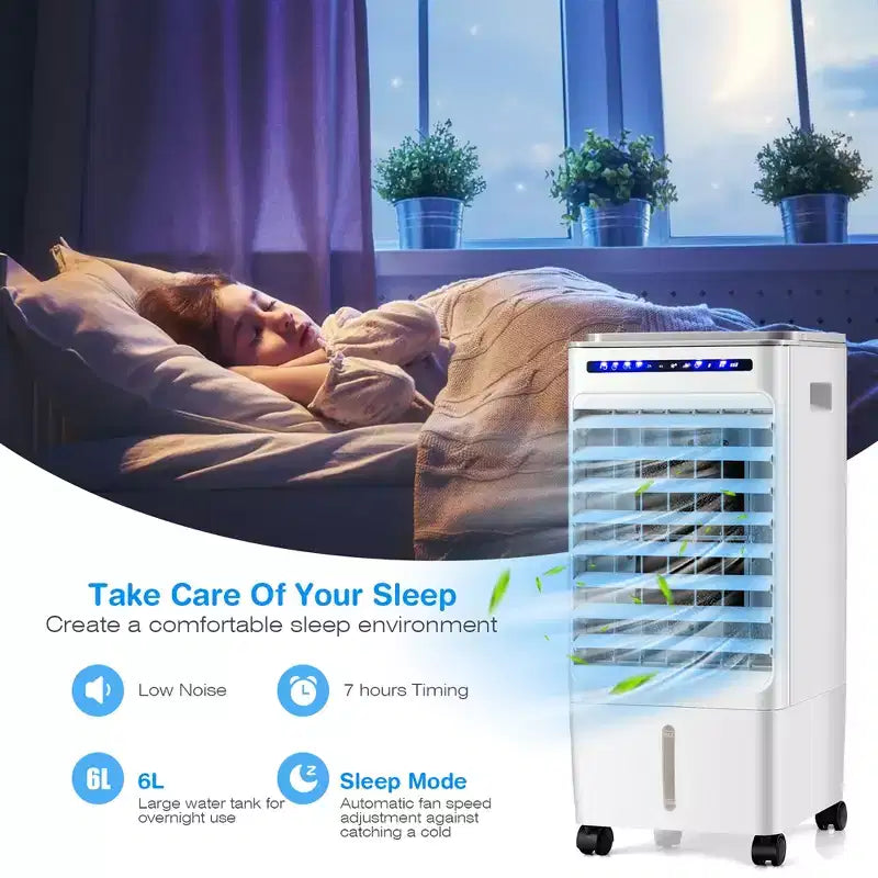 Enfriador de aire evaporativo 3 en 1 Costway, ventilador portátil de aire acondicionado con ventilador y humidificador