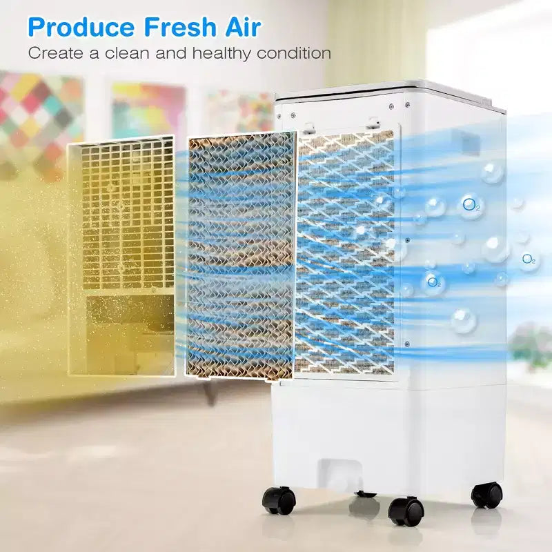 Enfriador de aire evaporativo 3 en 1 Costway, ventilador portátil de aire acondicionado con ventilador y humidificador