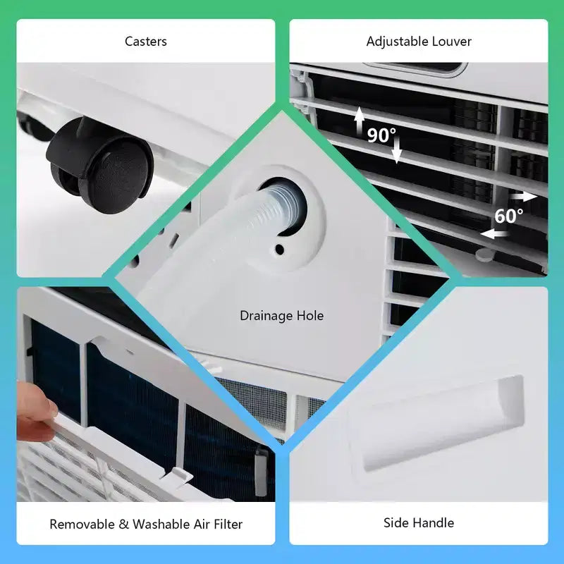 Costway Aire Acondicionado Portátil de 5000 BTU (8000 BTU ASHRAE) con Control Remoto, Enfriador de Aire 3 en 1 con Función de Deshumidificación