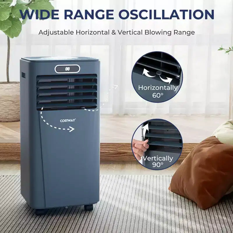 Costway Aire Acondicionado Portátil de 5000 BTU (8000 BTU ASHRAE) con Control Remoto, Enfriador de Aire 3 en 1 con Función de Deshumidificación