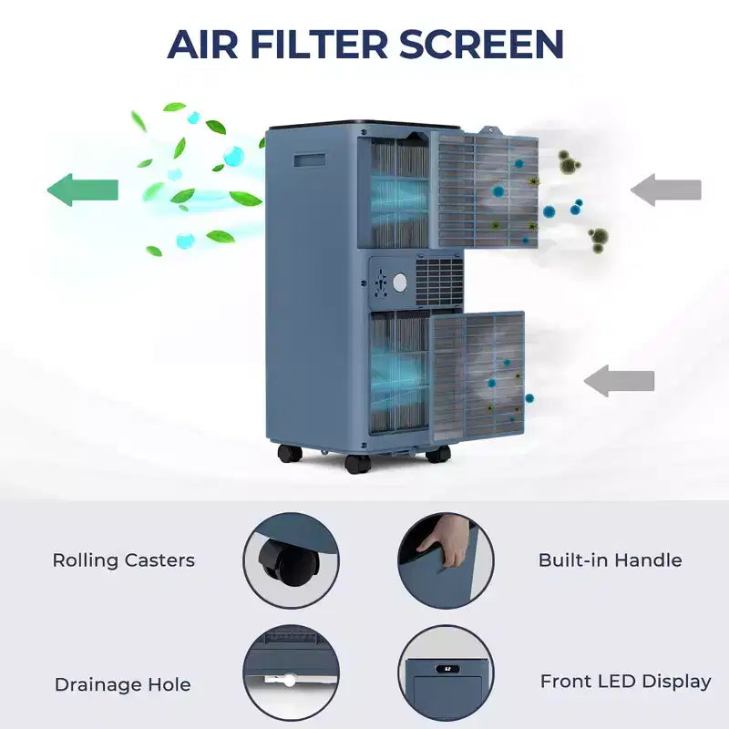 Costway Aire Acondicionado Portátil de 5000 BTU (8000 BTU ASHRAE) con Control Remoto, Enfriador de Aire 3 en 1 con Función de Deshumidificación