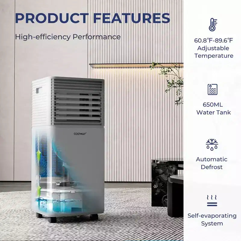 Acondicionador de aire portátil Costway 10000 BTU ASHRAE Enfriador de aire 3 en 1 con deshumidificador y modo ventilador