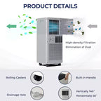 Acondicionador de aire portátil Costway 10000 BTU ASHRAE Enfriador de aire 3 en 1 con deshumidificador y modo ventilador