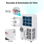 Acondicionador de aire portátil Costway 8800 BTU (14000 BTU ASHRAE) Enfriador de aire 4 en 1 con control inteligente por aplicación y Wi-Fi