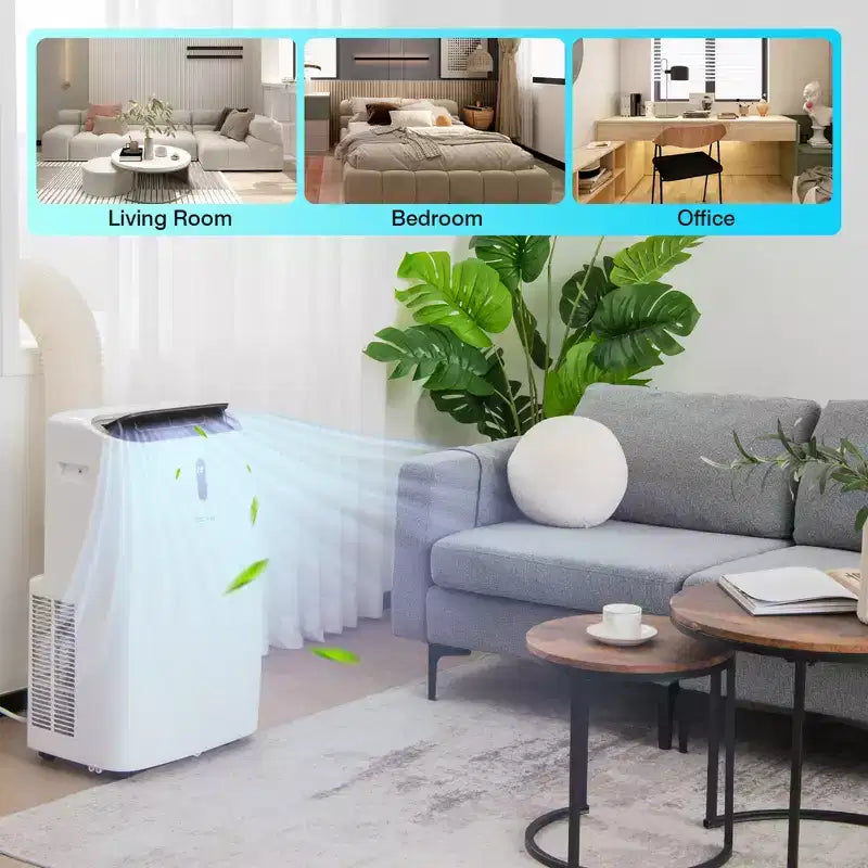 Acondicionador de aire portátil Costway 8800 BTU (14000 BTU ASHRAE) Enfriador de aire 4 en 1 con control inteligente por aplicación y Wi-Fi