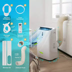Acondicionador de aire portátil Costway 8800 BTU (14000 BTU ASHRAE) Enfriador de aire 4 en 1 con control inteligente por aplicación y Wi-Fi