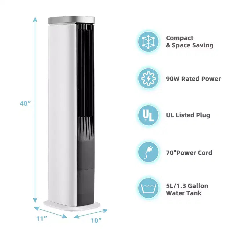 Enfriador de aire evaporativo portátil 3 en 1 Costway de 40'' Ventilador de torre sin aspas con temporizador