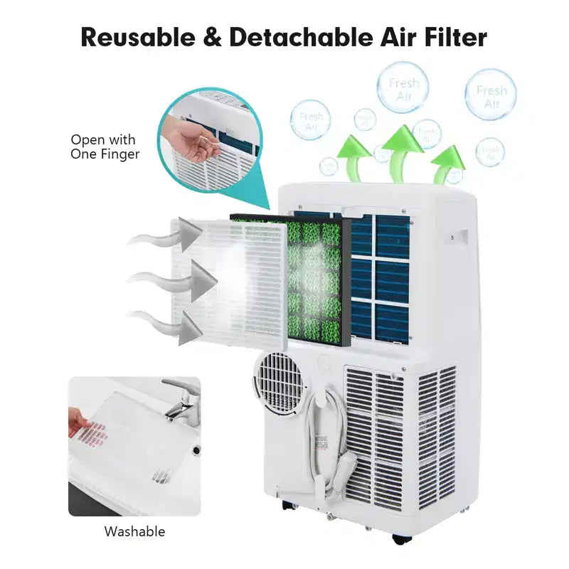 Acondicionador de aire portátil Costway de 8800 BTU (12000 BTU ASHRAE) 4 en 1 con aplicación y control inteligente WiFi