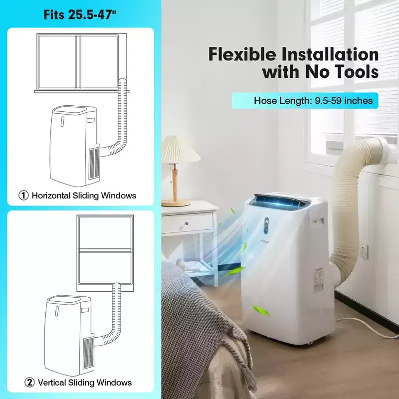 Acondicionador de aire portátil Costway de 8800 BTU (12000 BTU ASHRAE) 4 en 1 con aplicación y control inteligente WiFi