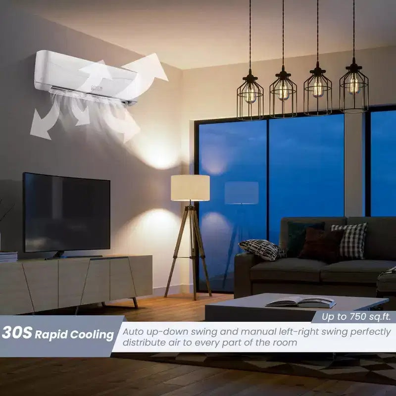 Costway Aire Acondicionado y Calefactor Mini Split sin Ductos de 12000 BTU, 17 SEER2, 70 m²