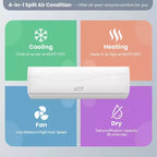 Costway Aire Acondicionado y Calefactor Mini Split sin Ductos de 12000 BTU, 17 SEER2, 70 m²