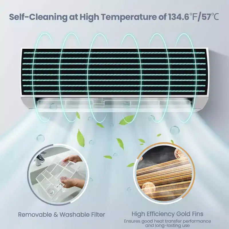 Costway Aire Acondicionado y Calentador Mini Split de 18000 BTU 19 SEER2 Cobertura de 1250 pies cuadrados