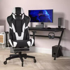 Flash Furniture X30 Silla Gamer Silla Ergonómica de Oficina con Respaldo Reclinable, Reposapiés Deslizable y Ruedas Transparentes