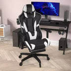 Flash Furniture X30 Silla Gamer Silla Ergonómica de Oficina con Respaldo Reclinable, Reposapiés Deslizable y Ruedas Transparentes