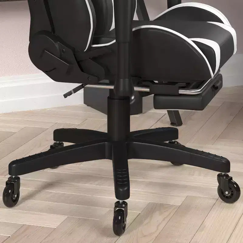 Flash Furniture X30 Silla Gamer Silla Ergonómica de Oficina con Respaldo Reclinable, Reposapiés Deslizable y Ruedas Transparentes