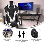Flash Furniture X30 Silla Gamer Silla Ergonómica de Oficina con Respaldo Reclinable, Reposapiés Deslizable y Ruedas Transparentes