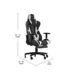 Flash Furniture X30 Silla Gamer Silla Ergonómica de Oficina con Respaldo Reclinable, Reposapiés Deslizable y Ruedas Transparentes