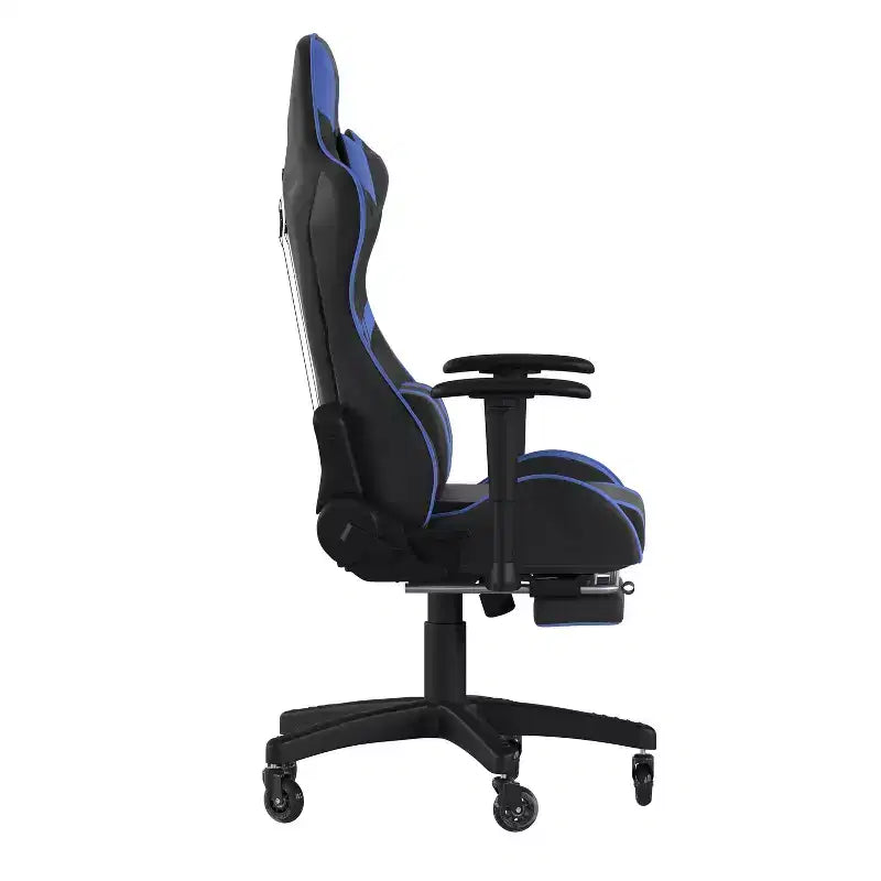 Flash Furniture X30 Silla Gamer Silla Ergonómica de Oficina con Respaldo Reclinable, Reposapiés Deslizable y Ruedas Transparentes