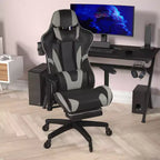 Flash Furniture X30 Silla Gamer Silla Ergonómica de Oficina con Respaldo Reclinable, Reposapiés Deslizable y Ruedas Transparentes