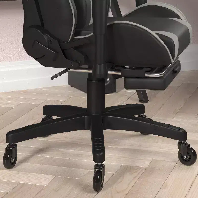 Flash Furniture X30 Silla Gamer Silla Ergonómica de Oficina con Respaldo Reclinable, Reposapiés Deslizable y Ruedas Transparentes