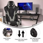Flash Furniture X30 Silla Gamer Silla Ergonómica de Oficina con Respaldo Reclinable, Reposapiés Deslizable y Ruedas Transparentes