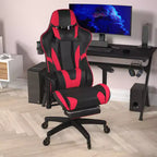 Flash Furniture X30 Silla Gamer Silla Ergonómica de Oficina con Respaldo Reclinable, Reposapiés Deslizable y Ruedas Transparentes