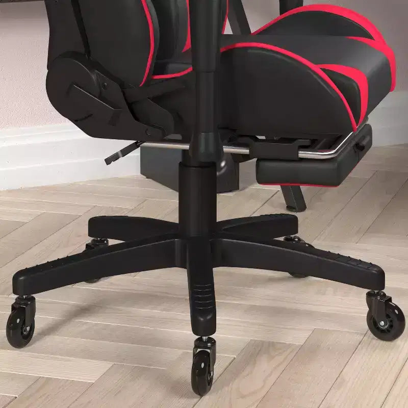 Flash Furniture X30 Silla Gamer Silla Ergonómica de Oficina con Respaldo Reclinable, Reposapiés Deslizable y Ruedas Transparentes