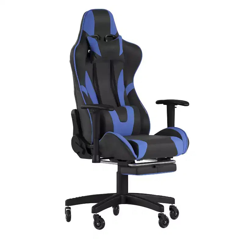 Flash Furniture X30 Silla Gamer Silla Ergonómica de Oficina con Respaldo Reclinable, Reposapiés Deslizable y Ruedas Transparentes