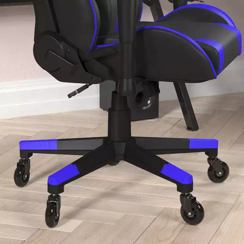Silla de juegos Flash Furniture X20, tipo carreras, para oficina y ordenador, con respaldo reclinable y ruedas transparentes