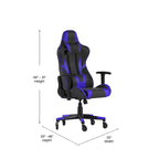 Silla de juegos Flash Furniture X20, tipo carreras, para oficina y ordenador, con respaldo reclinable y ruedas transparentes
