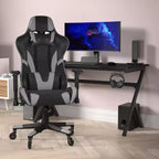 Silla de juegos Flash Furniture X20, tipo carreras, para oficina y ordenador, con respaldo reclinable y ruedas transparentes