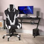 Silla de juegos Flash Furniture X20, tipo carreras, para oficina y ordenador, con respaldo reclinable y ruedas transparentes