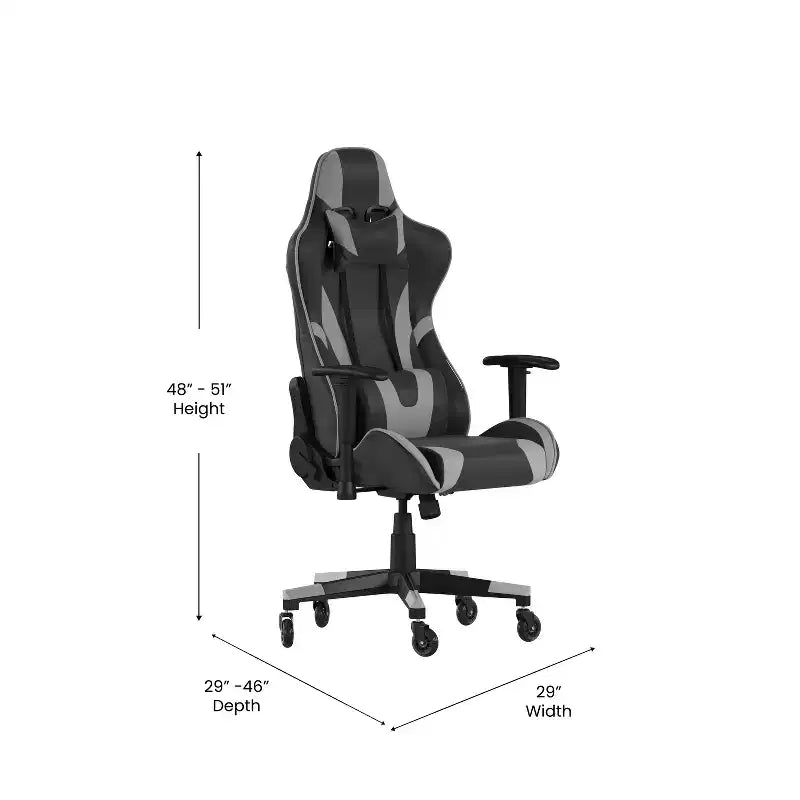 Silla de juegos Flash Furniture X20, tipo carreras, para oficina y ordenador, con respaldo reclinable y ruedas transparentes