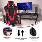 Silla de juegos Flash Furniture X20, tipo carreras, para oficina y ordenador, con respaldo reclinable y ruedas transparentes
