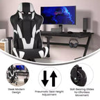 Silla de juegos Flash Furniture X20, tipo carreras, para oficina y ordenador, con respaldo reclinable y ruedas transparentes