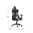 Silla de juegos Flash Furniture X20, tipo carreras, para oficina y ordenador, con respaldo reclinable y ruedas transparentes
